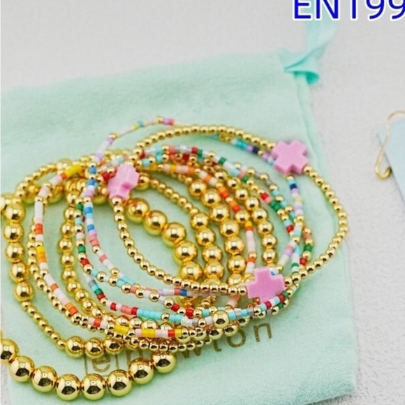 enewton Gold and Pink Beaded Bracelet Set - Picture 4 of 6